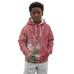 Afro King Proteas Dashiki Motif Kid Hoodie Peach Style
