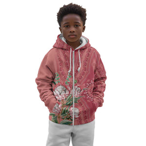 Afro King Proteas Dashiki Motif Kid Hoodie Peach Style