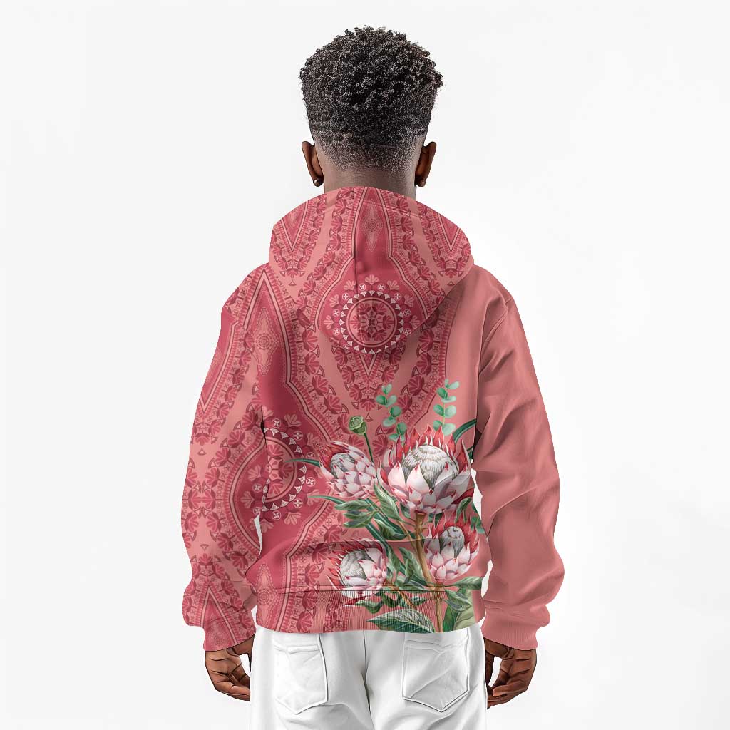Afro King Proteas Dashiki Motif Kid Hoodie Peach Style