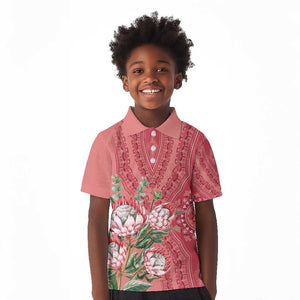 Afro King Proteas Dashiki Motif Kid Polo Shirt Peach Style
