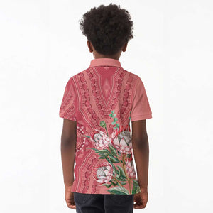 Afro King Proteas Dashiki Motif Kid Polo Shirt Peach Style