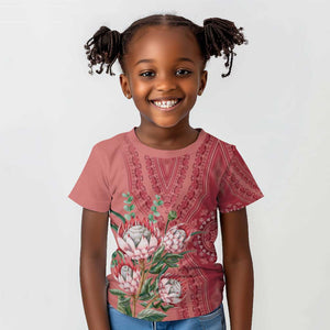 Afro King Proteas Dashiki Motif Kid T shirt Peach Style