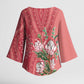 Africa King Proteas Dashiki Motif Kimono Sleeve Blouse Peach Style