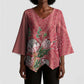 Africa King Proteas Dashiki Motif Kimono Sleeve Blouse Peach Style