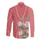 Afro King Proteas Dashiki Motif Long Sleeve Button Shirt Peach Style