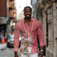 Afro King Proteas Dashiki Motif Long Sleeve Button Shirt Peach Style