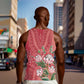 Afro King Proteas Dashiki Motif Men Tank Top Peach Style