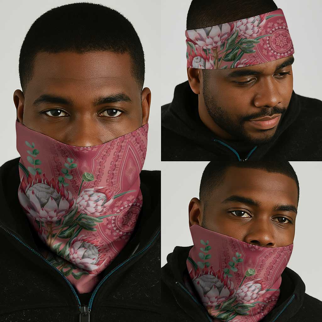 Afro King Proteas Dashiki Motif Neck Gaiter Peach Style LT9