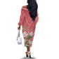 Afro King Proteas Dashiki Motif Off The Shoulder Long Sleeve Dress Peach Style