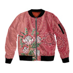 Afro King Proteas Dashiki Motif Sleeve Zip Bomber Jacket Peach Style