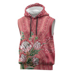 Afro King Proteas Dashiki Motif Sleeveless Hoodie Peach Style - African Pride