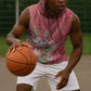 Afro King Proteas Dashiki Motif Sleeveless Hoodie Peach Style - African Pride