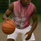 Afro King Proteas Dashiki Motif Sleeveless Zip Hoodie Peach Style - African Pride
