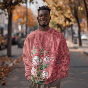 Afro King Proteas Dashiki Motif Sweatshirt Peach Style