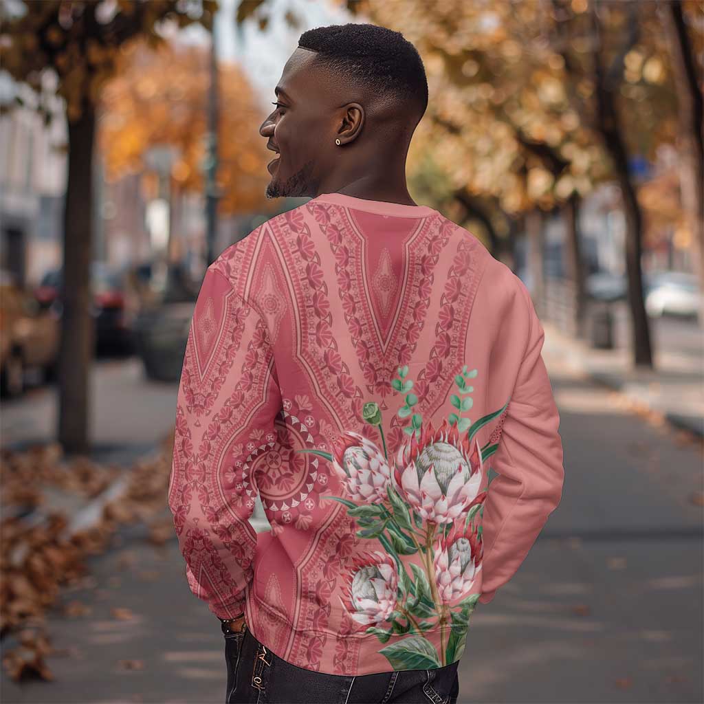 Afro King Proteas Dashiki Motif Sweatshirt Peach Style