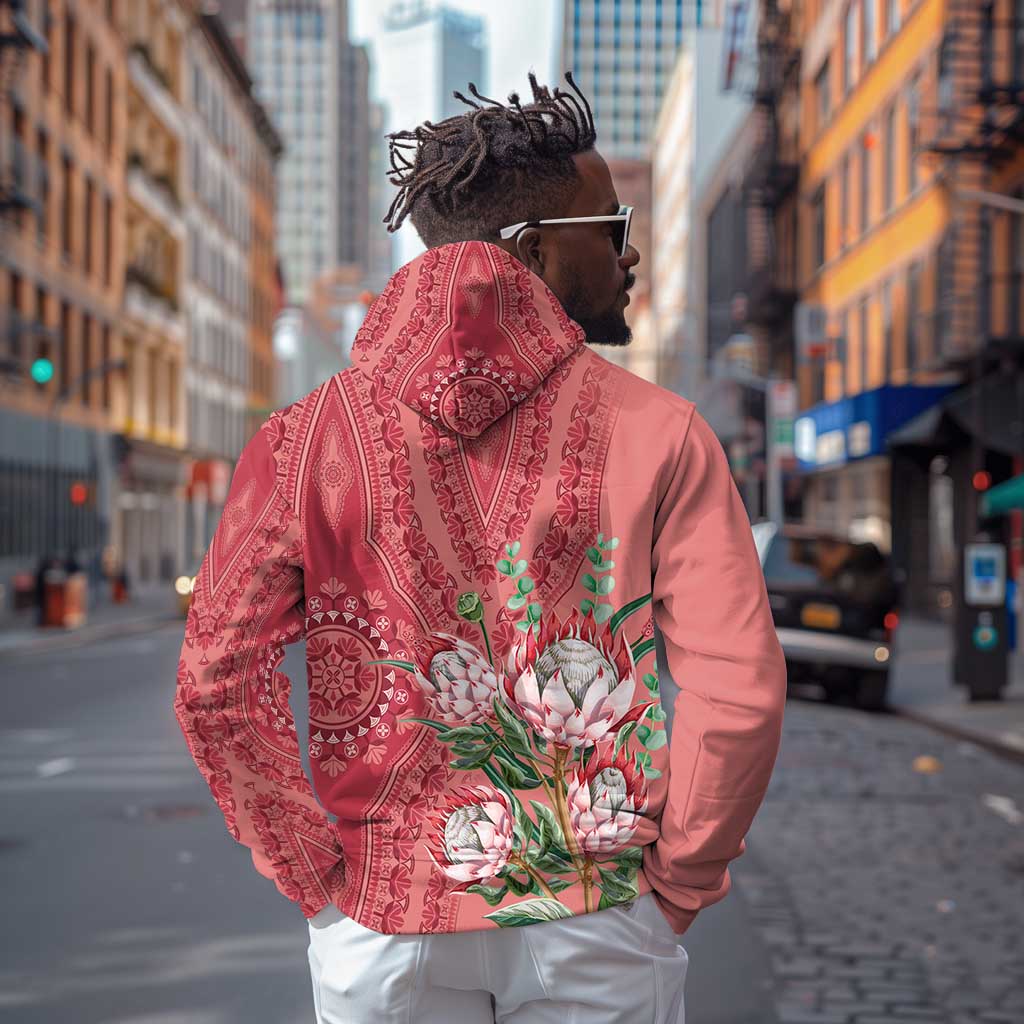 Afro King Proteas Dashiki Motif Zip Hoodie Peach Style