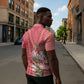 Africa King Proteas Dashiki Motif Zipper Polo Shirt Peach Style
