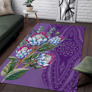Afro King Proteas Dashiki Motif Area Rug Violet Style