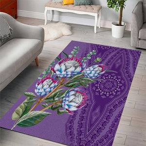 Afro King Proteas Dashiki Motif Area Rug Violet Style