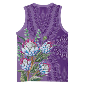 Afro King Proteas Dashiki Motif Basketball Jersey Violet Style - African Pride