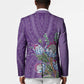 Africa King Proteas Dashiki Motif Blazer Violet Style