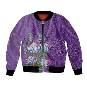 Afro King Proteas Dashiki Motif Bomber Jacket Violet Style