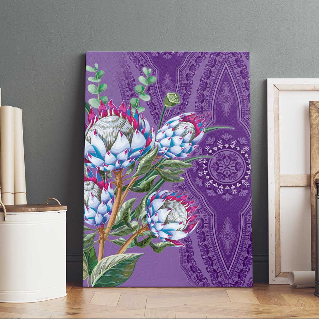 Afro King Proteas Dashiki Motif Canvas Wall Art Violet Style
