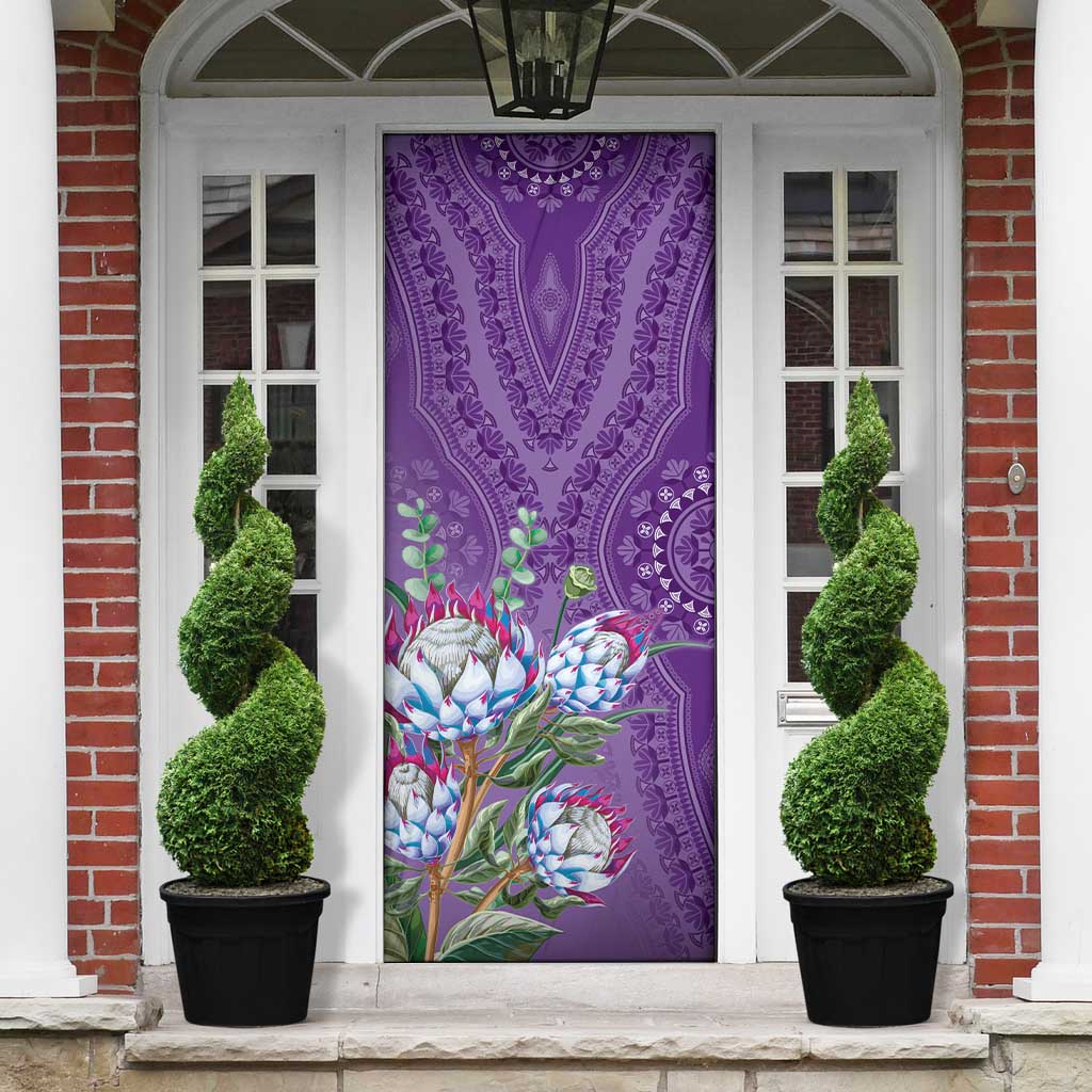 Africa King Proteas Dashiki Motif Door Cover Violet Style