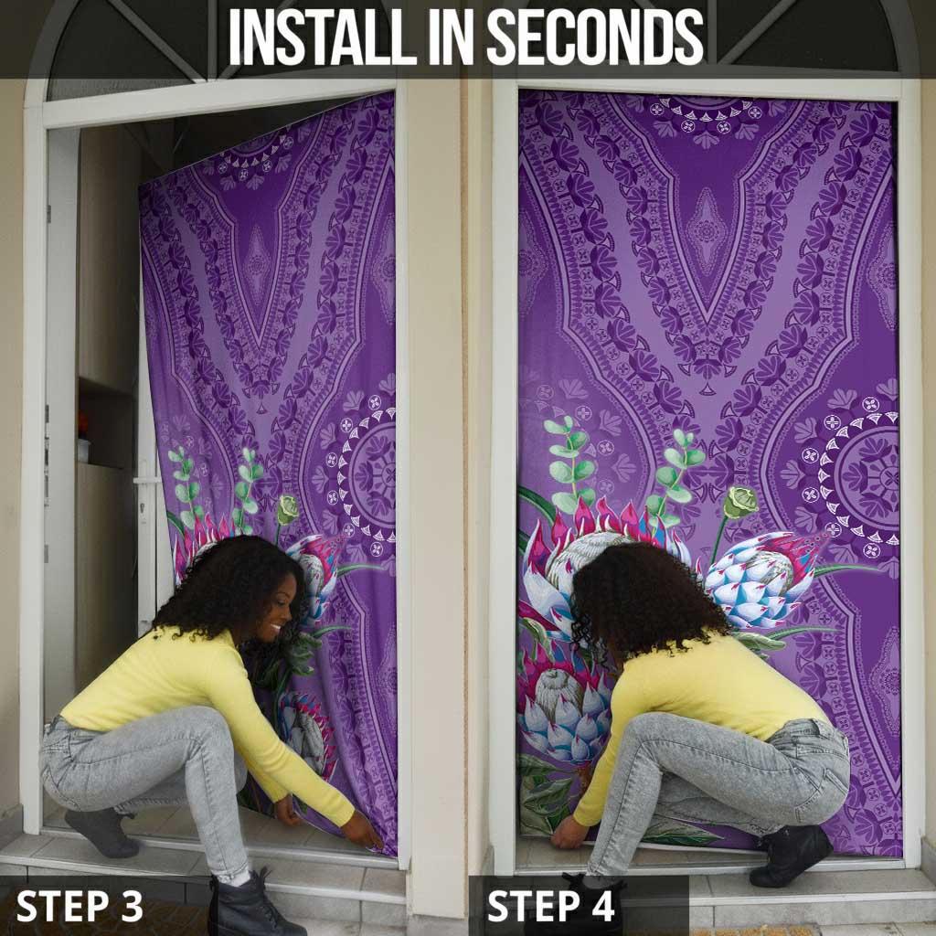Africa King Proteas Dashiki Motif Door Cover Violet Style