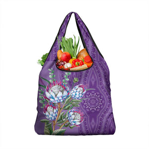 Afro King Proteas Dashiki Motif Grocery Bag Violet Style
