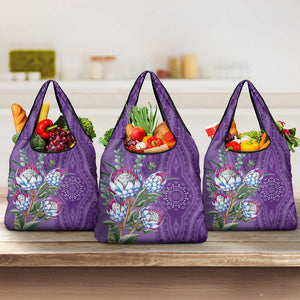 Afro King Proteas Dashiki Motif Grocery Bag Violet Style