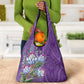 Afro King Proteas Dashiki Motif Grocery Bag Violet Style