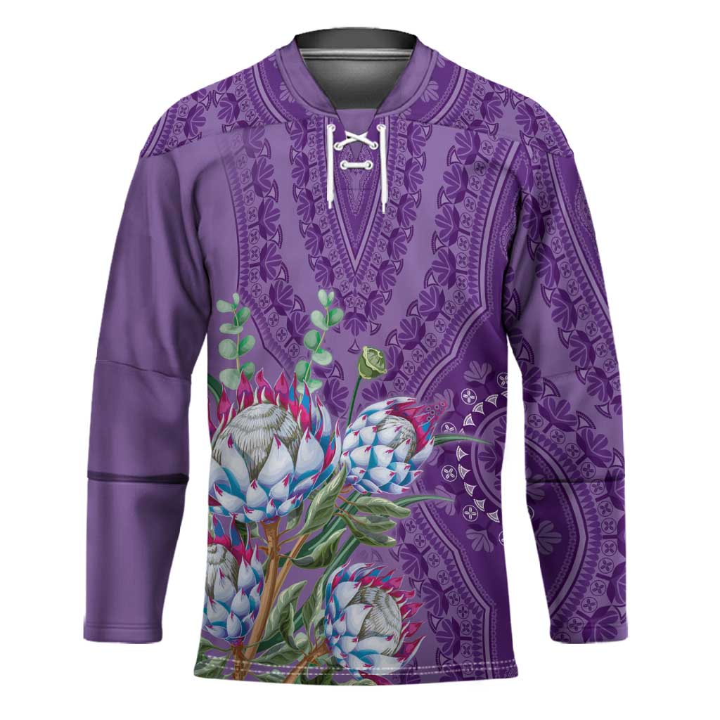 Africa King Proteas Dashiki Motif Hockey Jersey Violet Style