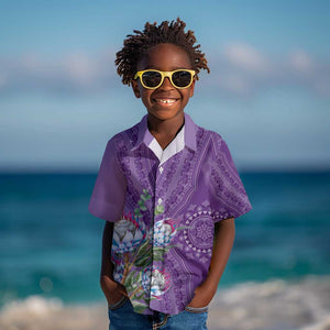Afro King Proteas Dashiki Motif Kid Hawaiian Shirt Violet Style