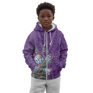 Afro King Proteas Dashiki Motif Kid Hoodie Violet Style