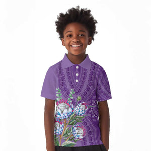 Afro King Proteas Dashiki Motif Kid Polo Shirt Violet Style
