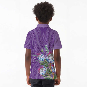 Afro King Proteas Dashiki Motif Kid Polo Shirt Violet Style