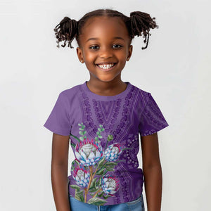 Afro King Proteas Dashiki Motif Kid T shirt Violet Style