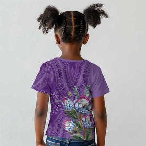 Afro King Proteas Dashiki Motif Kid T shirt Violet Style