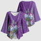Africa King Proteas Dashiki Motif Kimono Sleeve Blouse Violet Style