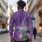 Afro King Proteas Dashiki Motif Long Sleeve Button Shirt Violet Style