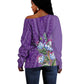 Afro King Proteas Dashiki Motif Off Shoulder Sweater Violet Style