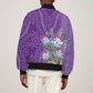 Afro King Proteas Dashiki Motif Sleeve Zip Bomber Jacket Violet Style