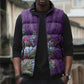 Africa King Proteas Dashiki Motif Sleeveless Puffer Jacket Violet Style