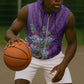 Afro King Proteas Dashiki Motif Sleeveless Zip Hoodie Violet Style - African Pride