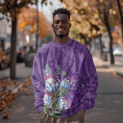 Afro King Proteas Dashiki Motif Sweatshirt Violet Style