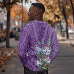 Afro King Proteas Dashiki Motif Sweatshirt Violet Style