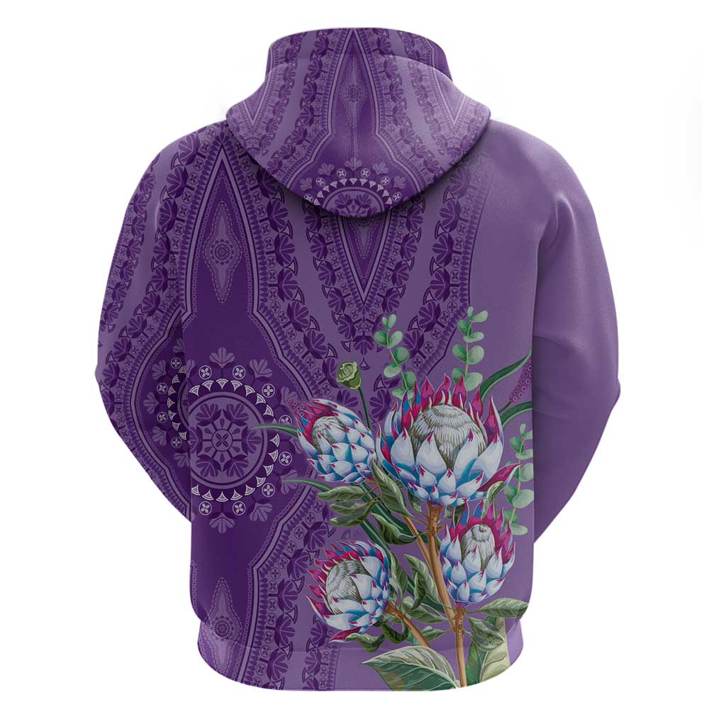 Afro King Proteas Dashiki Motif Zip Hoodie Violet Style
