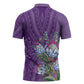 Africa King Proteas Dashiki Motif Zipper Polo Shirt Violet Style