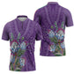 Africa King Proteas Dashiki Motif Zipper Polo Shirt Violet Style
